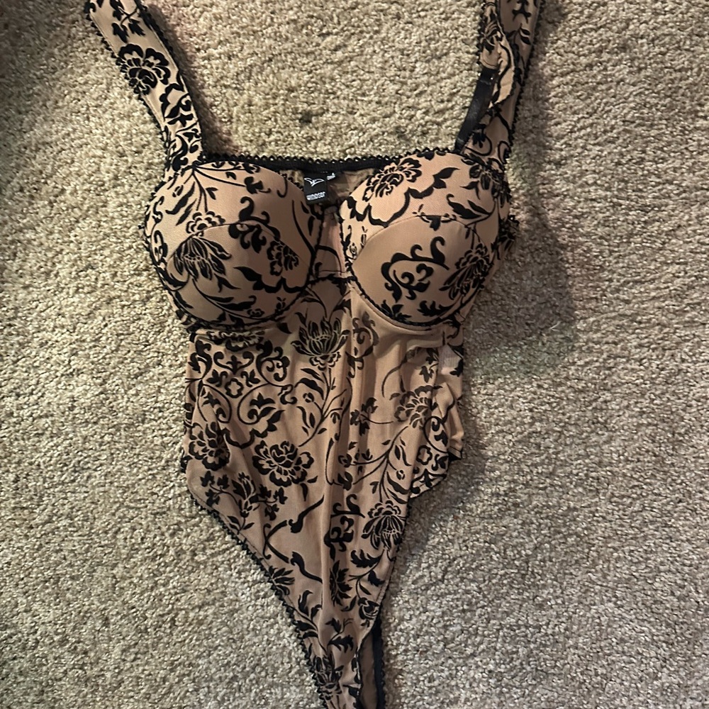 Elegant Black Floral Bodysuit